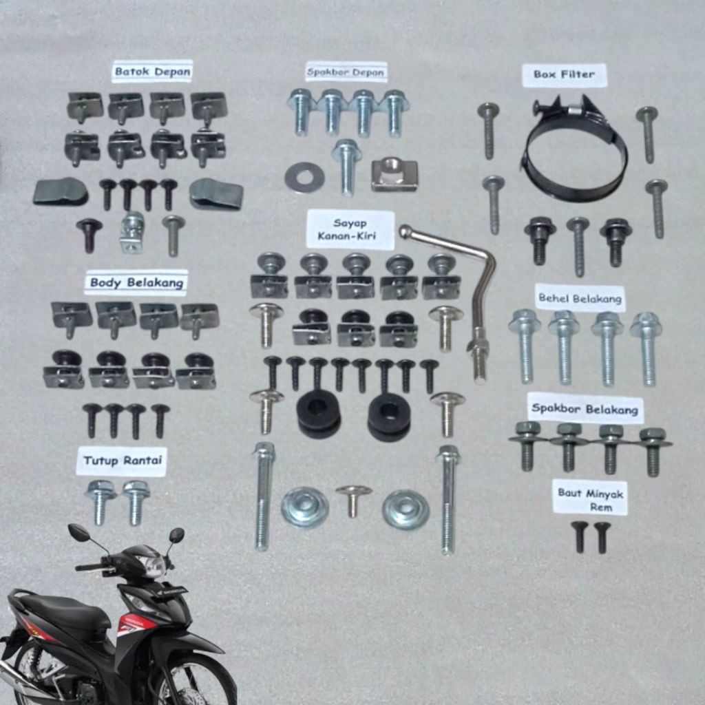 COD Baut Full Set Body Revo Fit 110 Fi PGM-FI / Baut Full Body Honda Revo Fi Lengkap