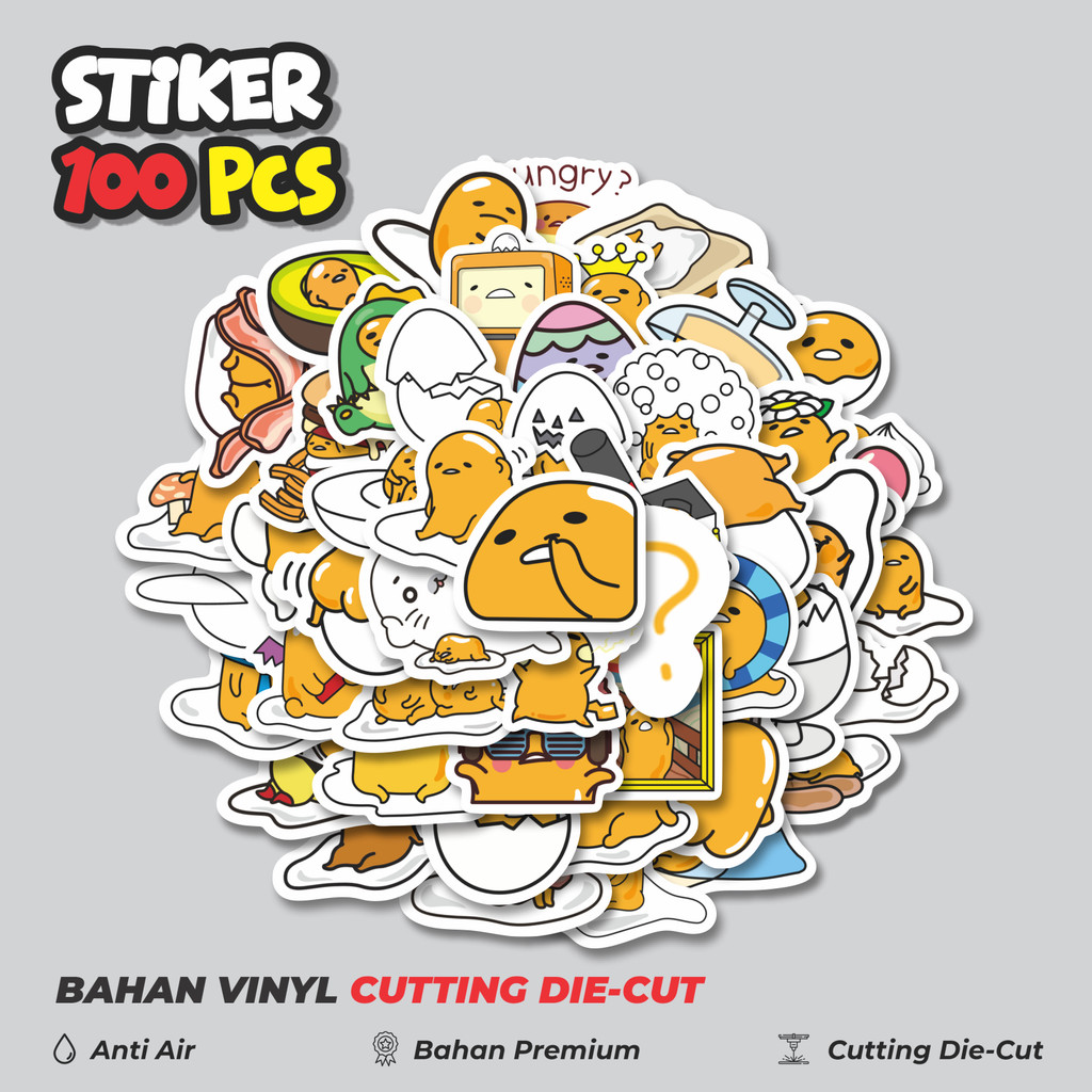 

Terbaru! 50 pcs Stiker Kartun Gudetama Stiker Dekorasi Lucu Kreatif untuk Notebook, Skateboard, HP