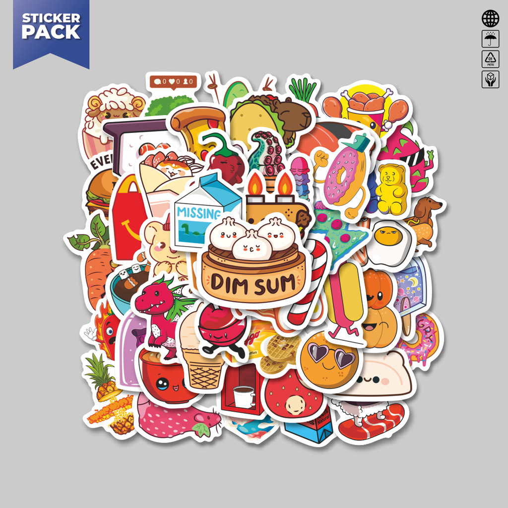 

[100PCS]Stiker Pack Stiker Kartun Food and Beverages [Makanan dan Minuman] Stiker Aesthetic Vinyl Anti Air Dekorasi Sticker Laptop Buku Journal Koper Helm Casing HP Gitar Helm Skateboard