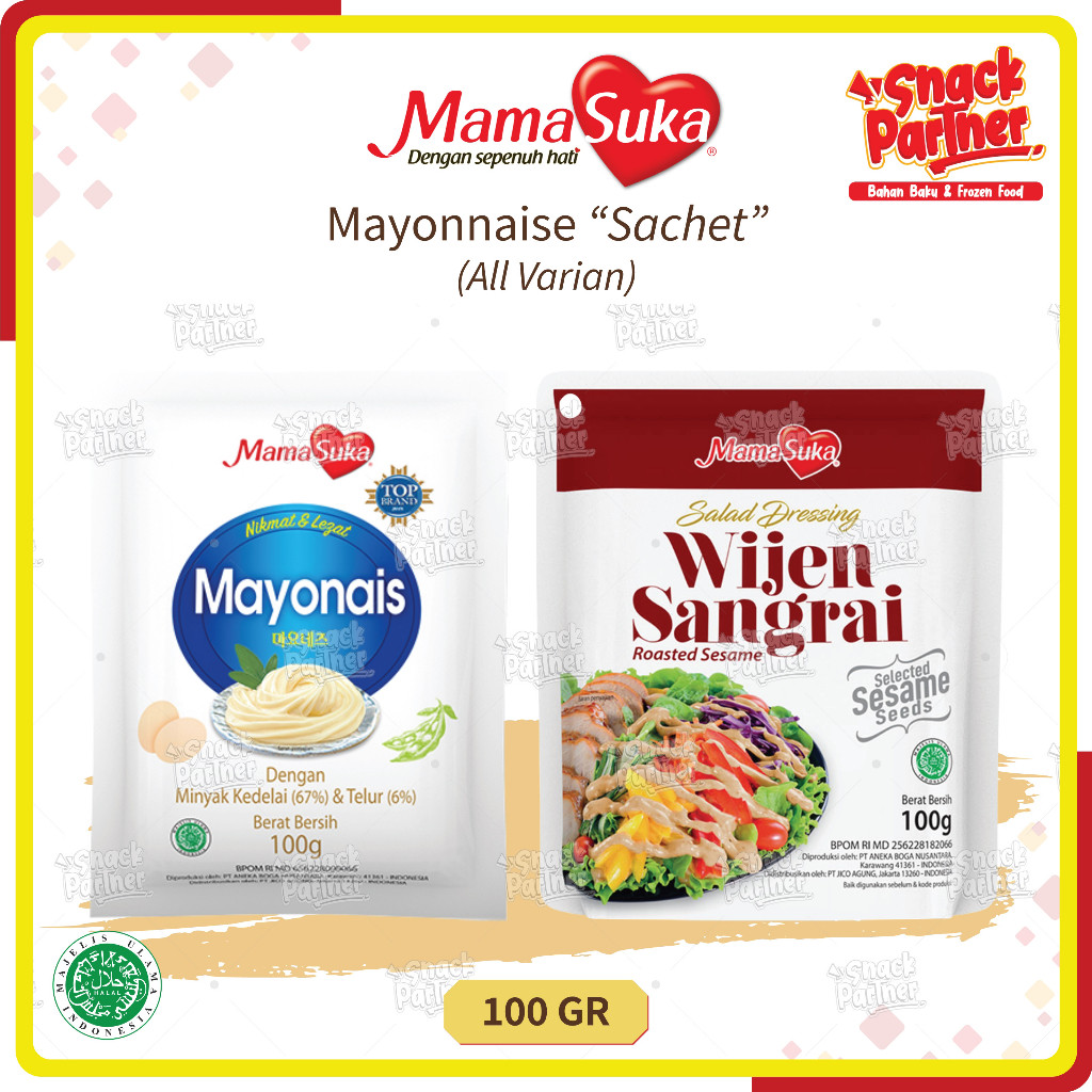 

MAMASUKA Mayonnaise Sachet 100 GR | Botol 300 GR - Saos Saus Mayonaise Mayones Pedas Hot Thousand Island Wijen Sangrai - MAMA SUKA Risoles Risol Telor Telur Mayo Egg Salad