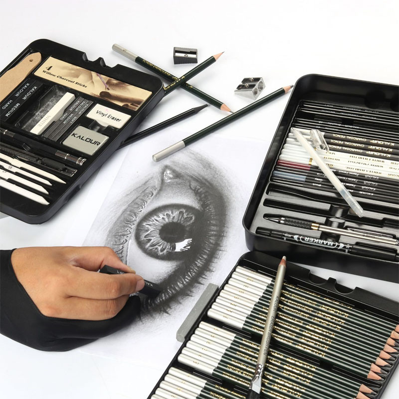 

KALOUR Art 70pcs Sketching&Drawing Pencil Set Professional Various Hardness Pencils For Kids Artists Beginners In Gift Tin Box