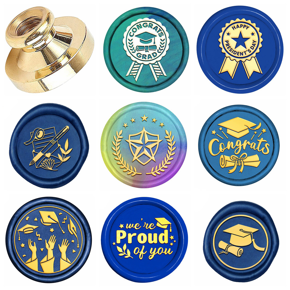

1pc Graduation Collection Wax Seal Stamp Congrats Wax Sealing Stamp Brass Head (No Handle) For Decorating Party Envelopes