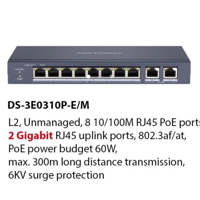 Switch POE  Port Hikvision DS-3E0310P-E/M