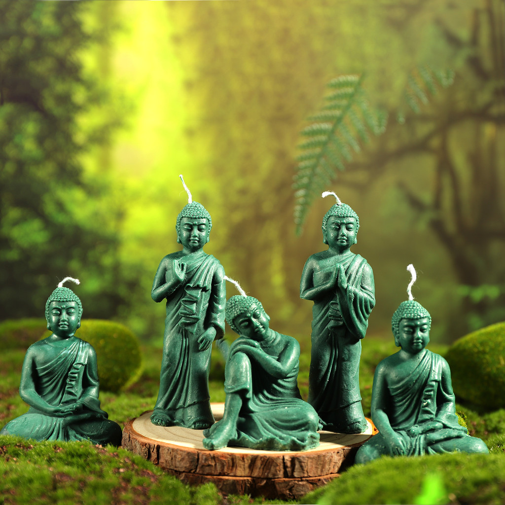 

Buddha Candle Mold Silicone Sitting & Standing & Resting& Meditating Buddha Craft Resin Plaster Clay Casting Mold Festival Decor