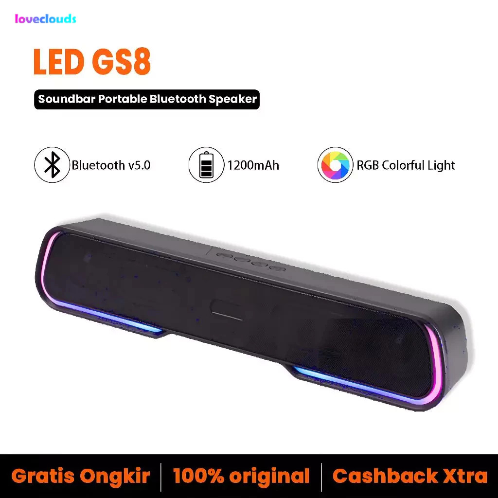 Loveclouds Jovitech Speaker Bluetooth Soundbar RGB 5 Colors LED Light Computer TV Phone TF Multifunc