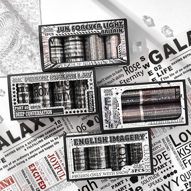 

Washi tape selotip set tulisan monokrom hitam putih quote word memo english inggris