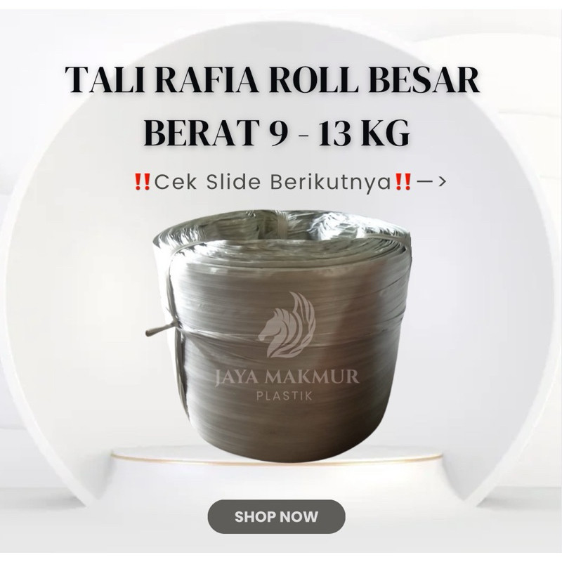 

Tali rafia 9kg - 13kg abu roll gulungan besar termurah (BACA DESCRIPTION)