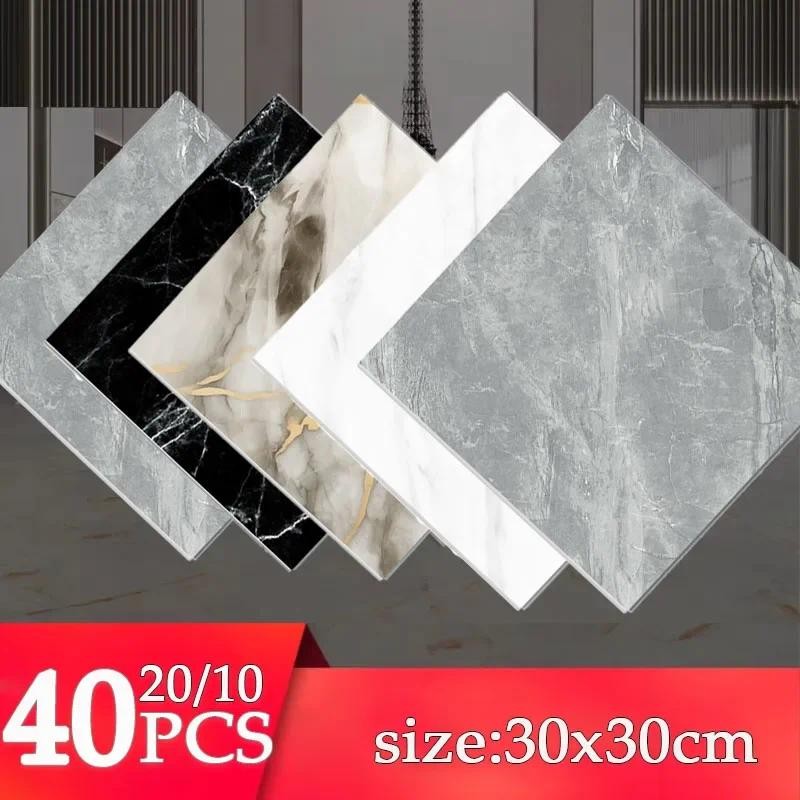 

10/20/40PCS Simulated Thick Marble Tile Wall Sticker PVC Waterproof Self-adhesive Living Room Toilet Kitchen Home Floor Sticker