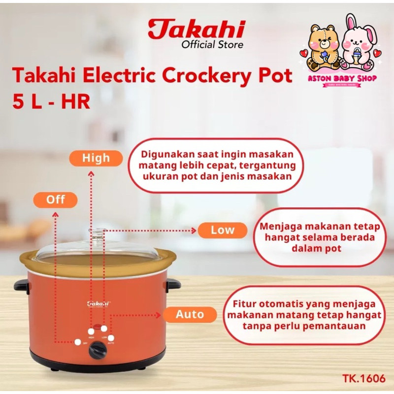 Takahi Slow Cooker 5 L / Takahi Electric Crockery Pot /Alat Mpasi