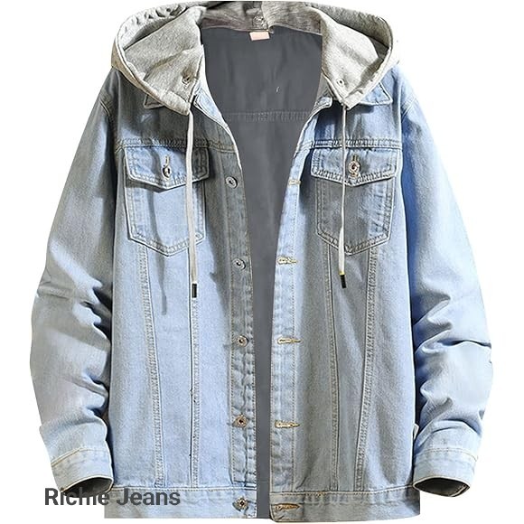 GRS.co Jaket Jeans Pria Denim Hoodie Terlaris