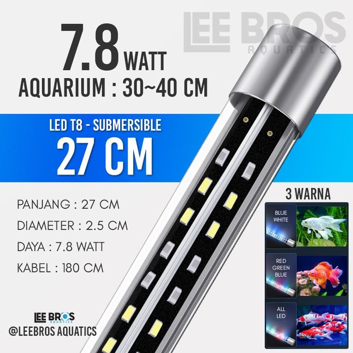 Alva.stores Lampu LED Aquarium Submersible 30-90 cm / Lampu Celup Aquarium - 27cm