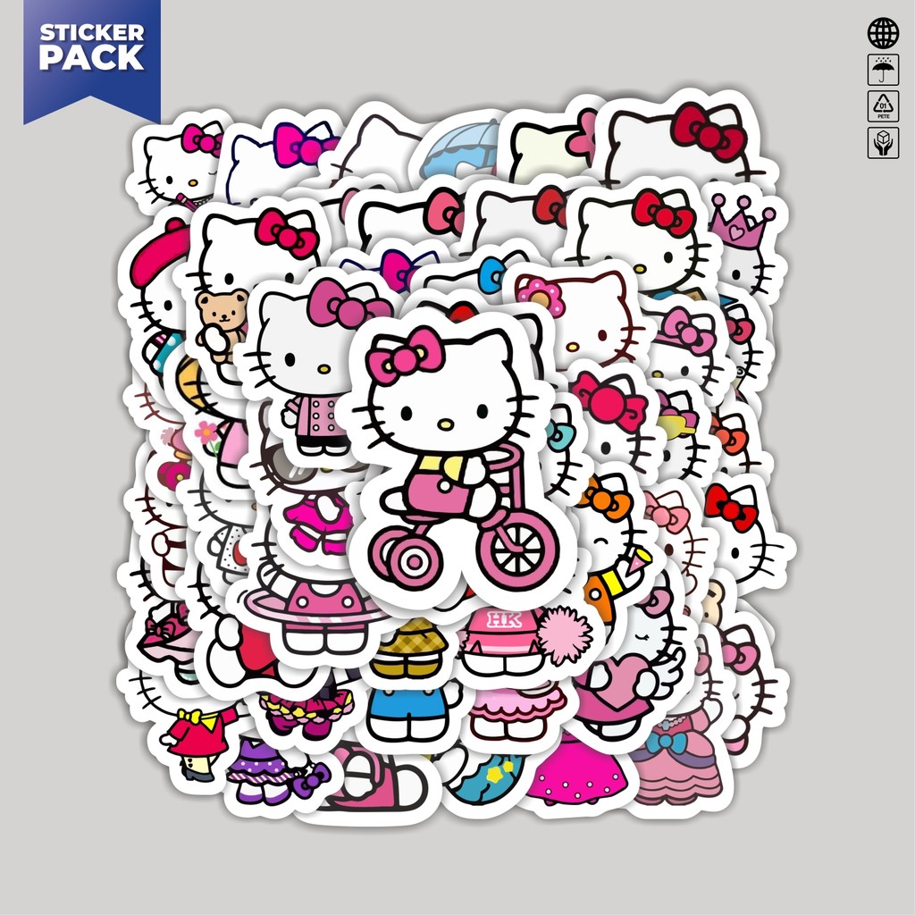

[100PCS]Stiker Pack Stiker Kartun Hello Kitty Aesthetic Vinyl Anti Air Dekorasi Sticker Laptop Buku Journal Koper Helm Casing HP Gitar Helm Skateboard