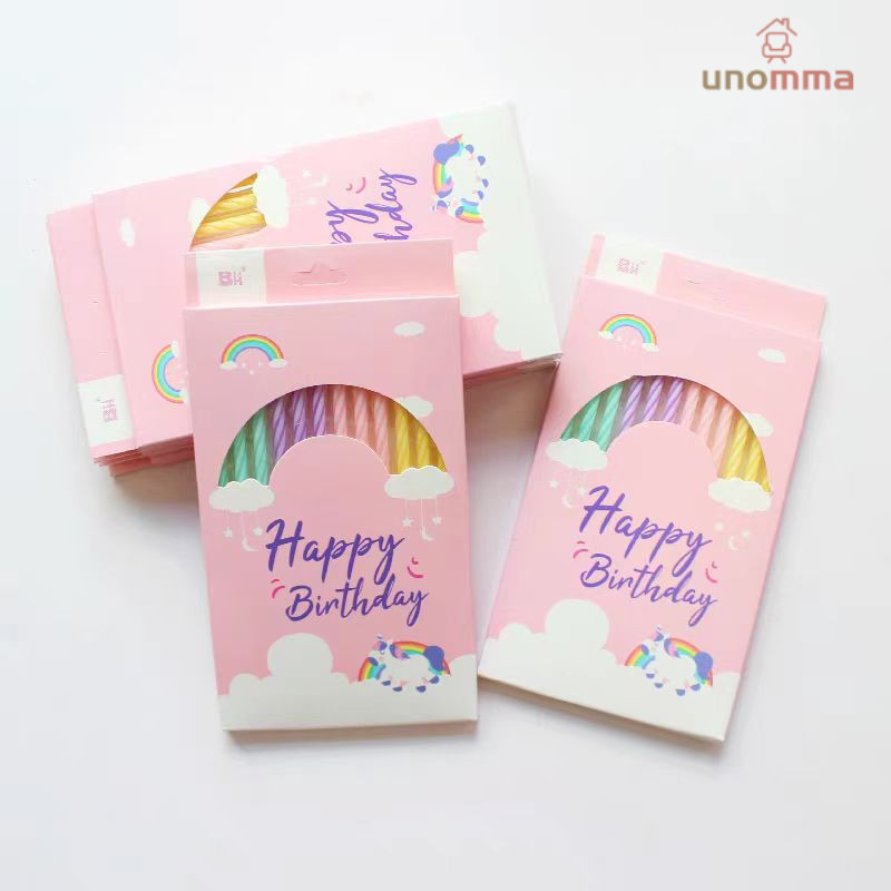 Dekorasi Kue Lilin Ulang Tahun Macaron Berwarna Benang Tipis Lilin Panjang