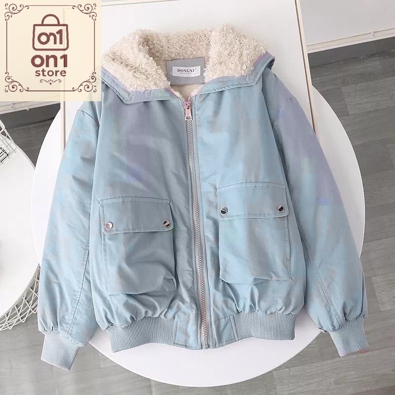 Jaket Bomber Wanita Musim Dingin Korean Style