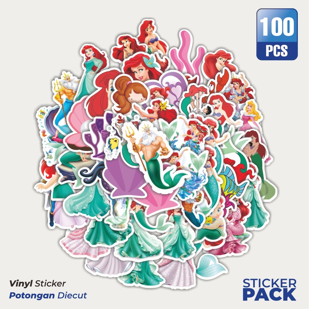 

Stiker Vinyl Stiker Kartun The Little Mermaid [Putri Duyung Kecil Ariel] Waterproof Aesthetic- Untuk Laptop, Motor, dan Helm - Paper Stationery Pack