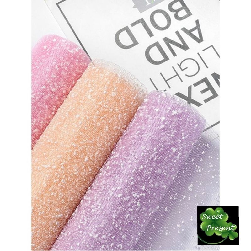 OLIPOPISHOP  KAIN TILE SALJU / SNOWY WRAPPING PAPER / SNOWFLAKE POLYMESH