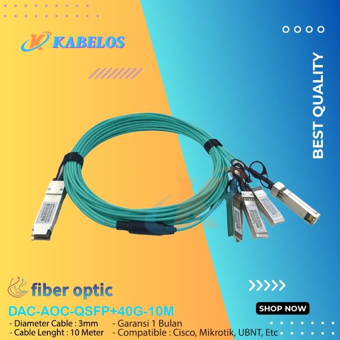 Active Optical Cae (AOC) QSFP to 4x SFP+ | QSFP+ 40G 10 Meter | DAC