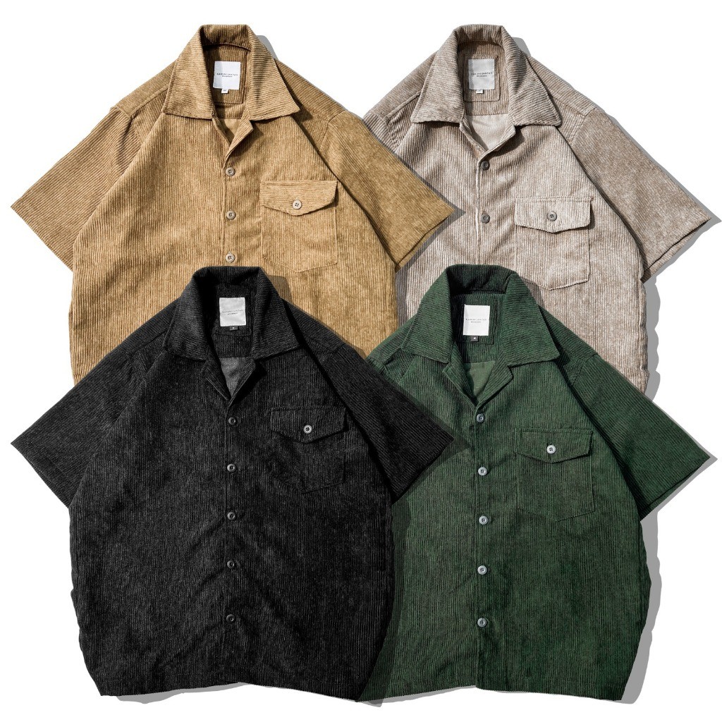 VOLUME CORDUROY OVERSIZE Kemeja Corduroy Oversize Pria Bahan Corduroy Polyester Bowling Collar Kemej