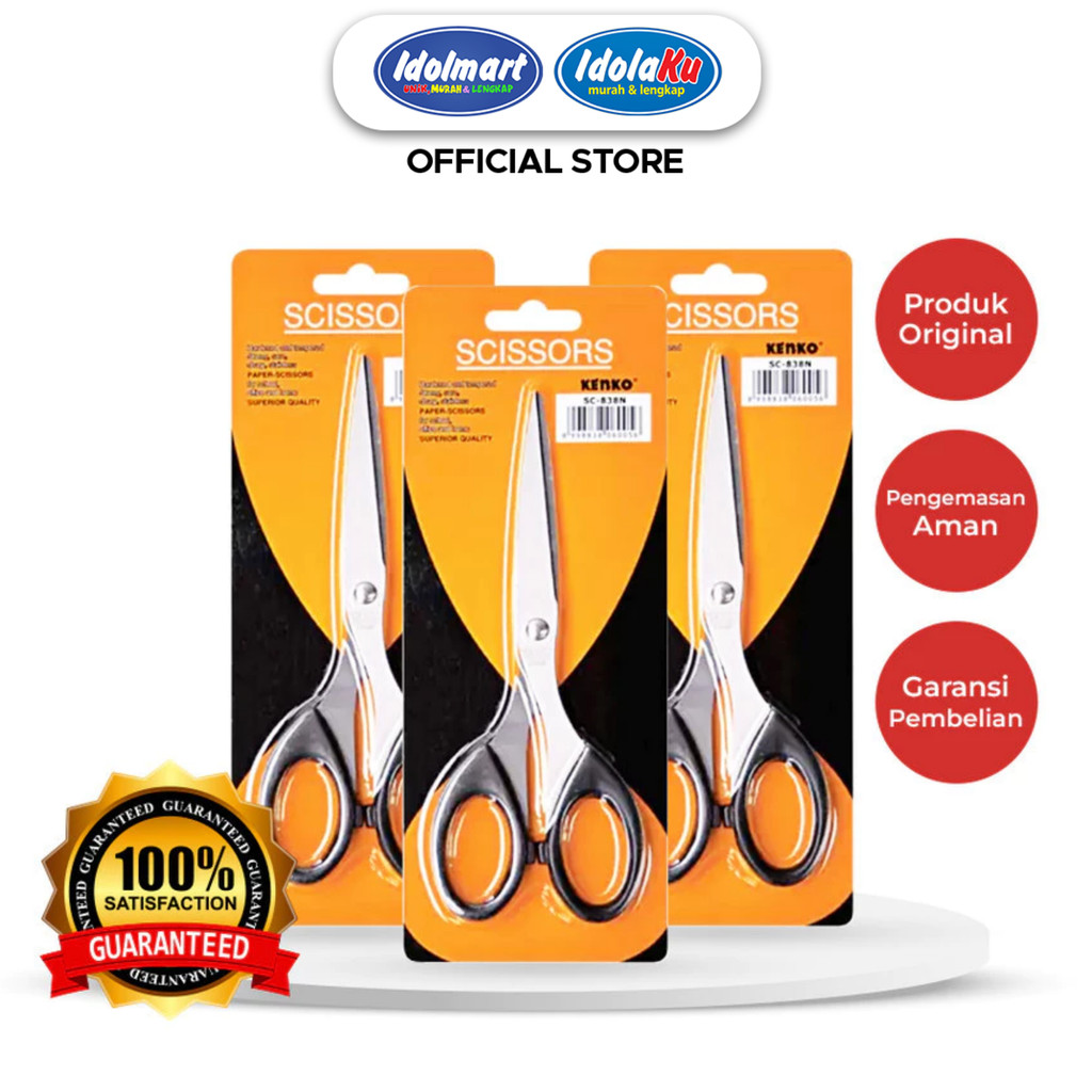 

IDOLMART Kenko Gunting SC-838N 20.5 cm Gunting Serbaguna Besar untuk Kantor & Sekolah
