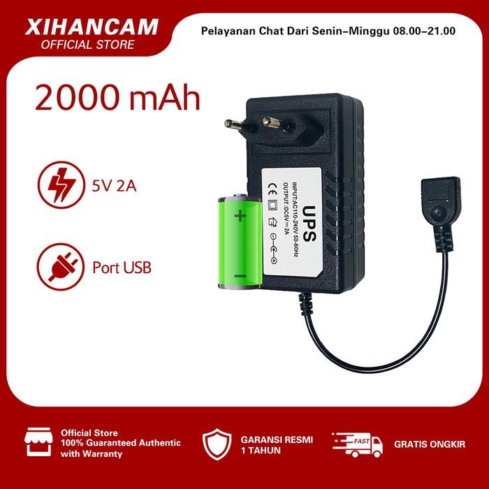 COD XIHANCAM UPS Mini 5V 2A Adaptor Power Cadangan Baterai Mini UPS CCTV USB Untuk Router Wifi IP Ka