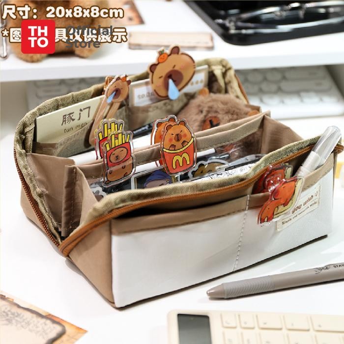 

[New Arrival] THTO 11 Layer Tas Tempat Pensil Case Pouch Anak Sekolah Transparan Kapasitas Besar Stationery A077 - Coklat