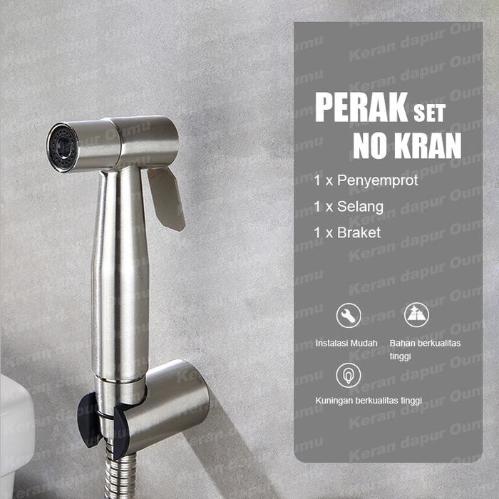 SUS 304 1 Set Jet Shower Closet / Jet Washer Toilet / Kran Closet Duduk / Semprotan Toilet Duduk / T