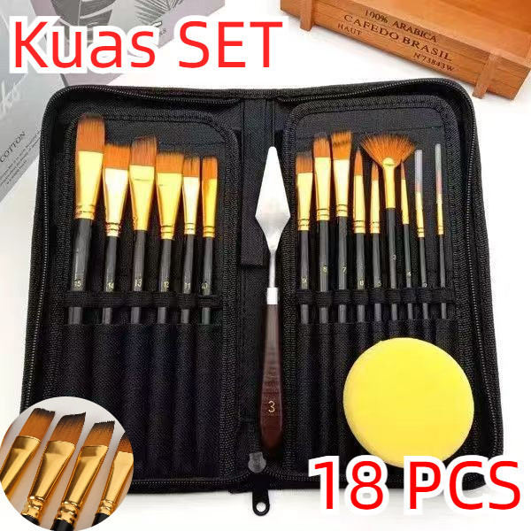 

Nilon Art Brush Set Kuas Lukis BRS-12 SET Kuas Alat Lukis Set Lengkap Mixing