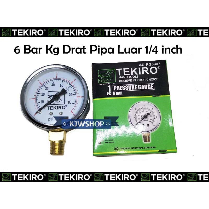 Manometer 6 Bar Pressure Gauge 6Bar Pressure Gauge 6kg merk TEKIRO Presure Gauge Pengukur Tekanan An