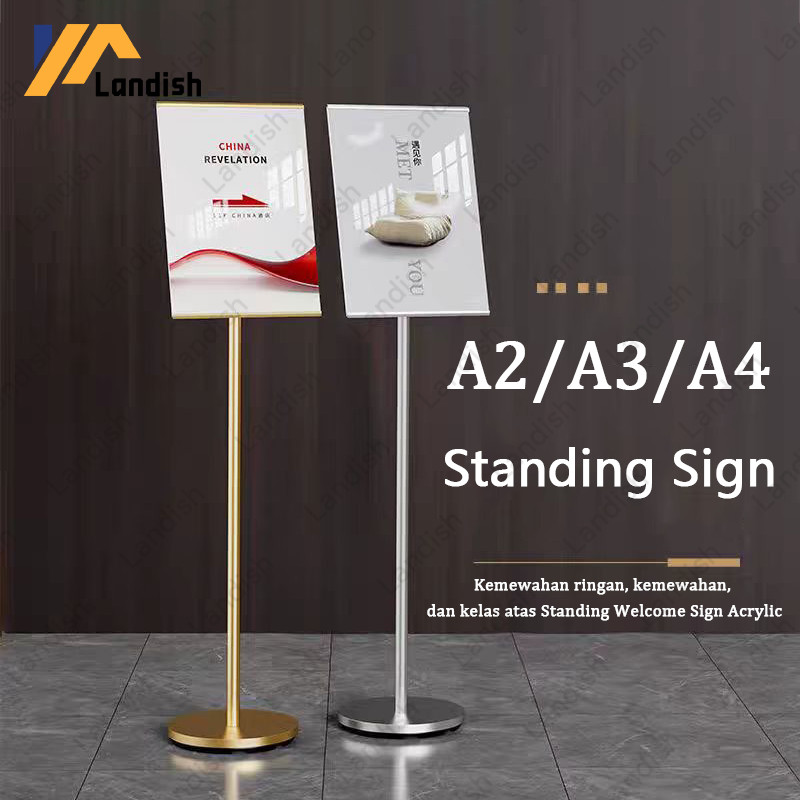 Floor Standing / Standing Sign A2/A3/A4 bisa diputar Acrylic | Standing Menu Frame dapat diputar Sta