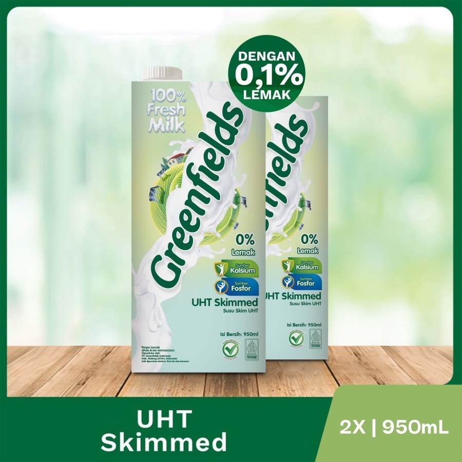 

NEW [Twinpack] Susu Greenfields UHT Skimmed 950 mL x 2 pcs PREMIUM