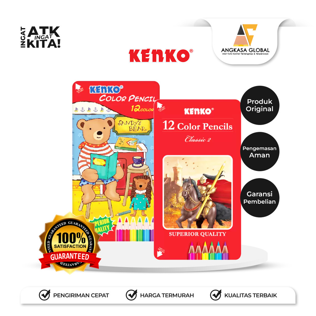 

KENKO 12 PENSIL WARNA/ TIN CASE COLOR PENCIL CP-12TC (1SET)