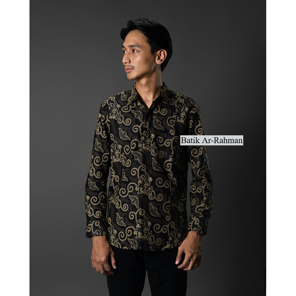 BATIK PRIA LENGAN PANJANG Kemeja Hem Slimfit Premium Motif Batara Puspa Baju Kemeja Atasan Pakaian S