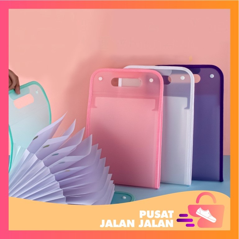 

PJJ - S6484 Tas File Handle Warna Transparan / Tas File 13 Sekat Map / Folder Map Polos Anti Air / Tas Dokumen A4 Isi 13 Sekat