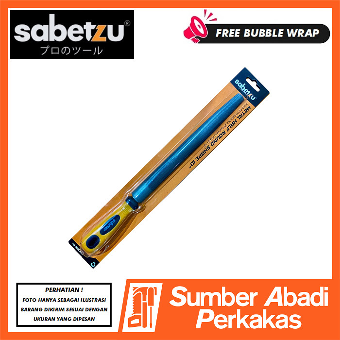 SABETZU Kikir Besi Kayu HPL Metal Half Round 12" Inch Setengah Bulat Parutan Mata Kasar Gagang Karet