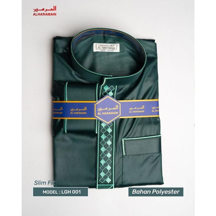 AL Haramain Jubah / Gamis Pria Remaja & Dewasa Slimfit Resleting Bordir (LGH 001) | Hijau Botol | Hi