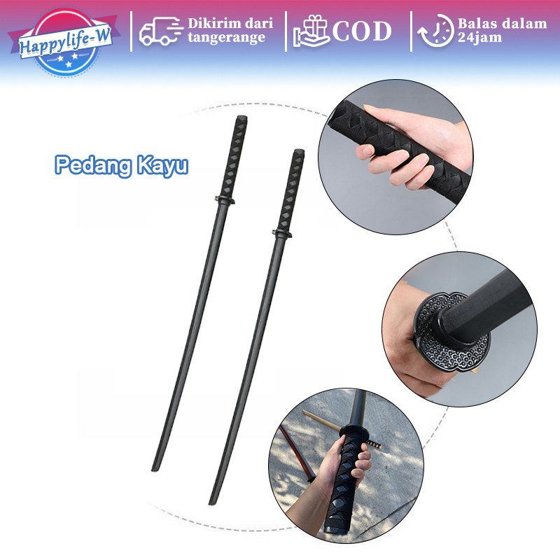 Pedang Kayu Hitam Mainan Pedang Kayu Katana Bokken 1 Meter Alat Peraga Cosplay