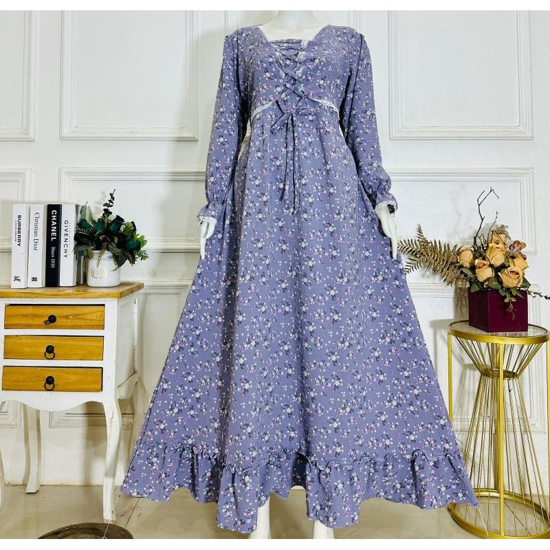 JAMIN MURAH RAPUNDEL DRESS VINTAGE FLOWERS(BISA LANGSUNG ORDER)