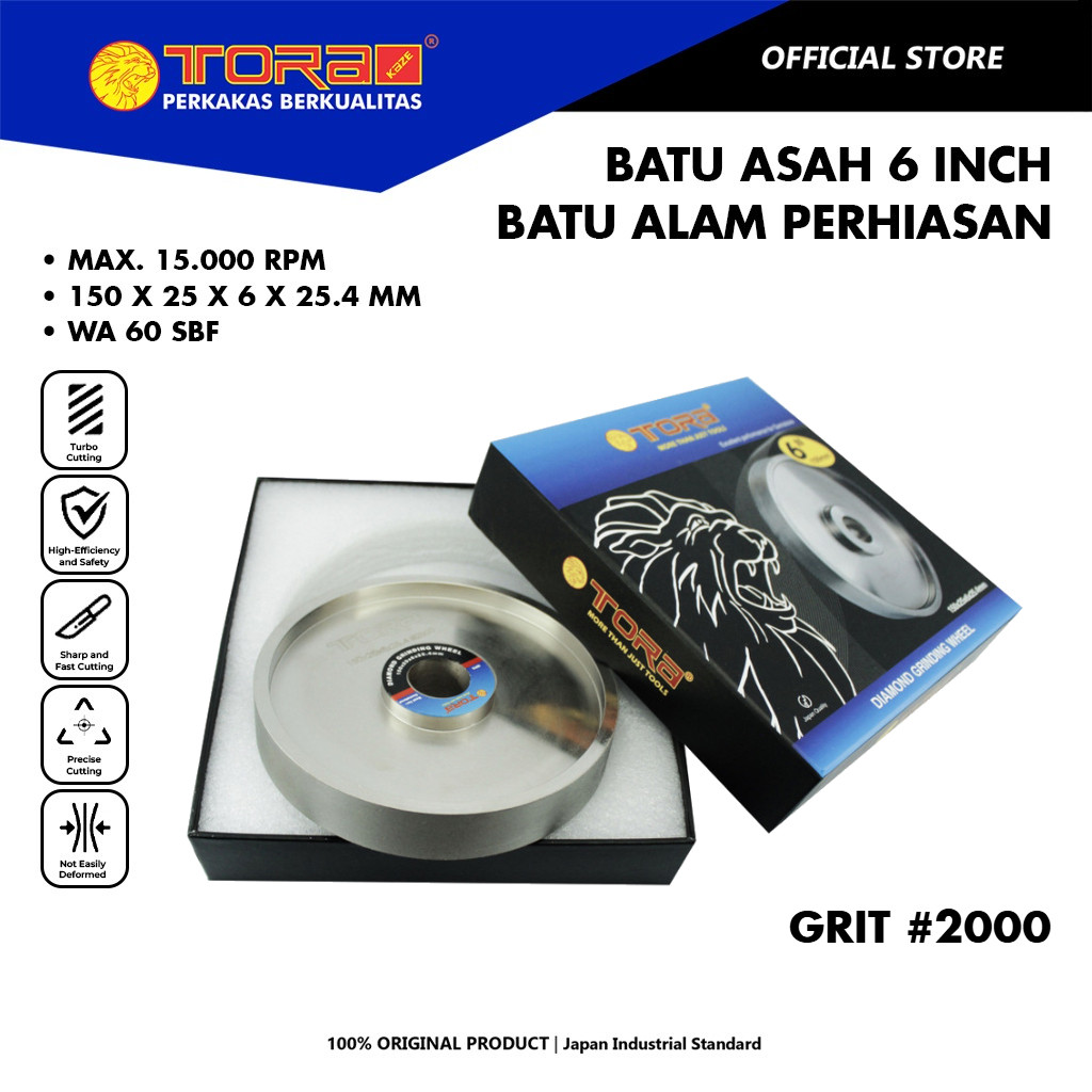 TORA Batu Asah 6 Inch Grit 2000 Batu Alam Perhiasan - Diamond Grinding Wheel