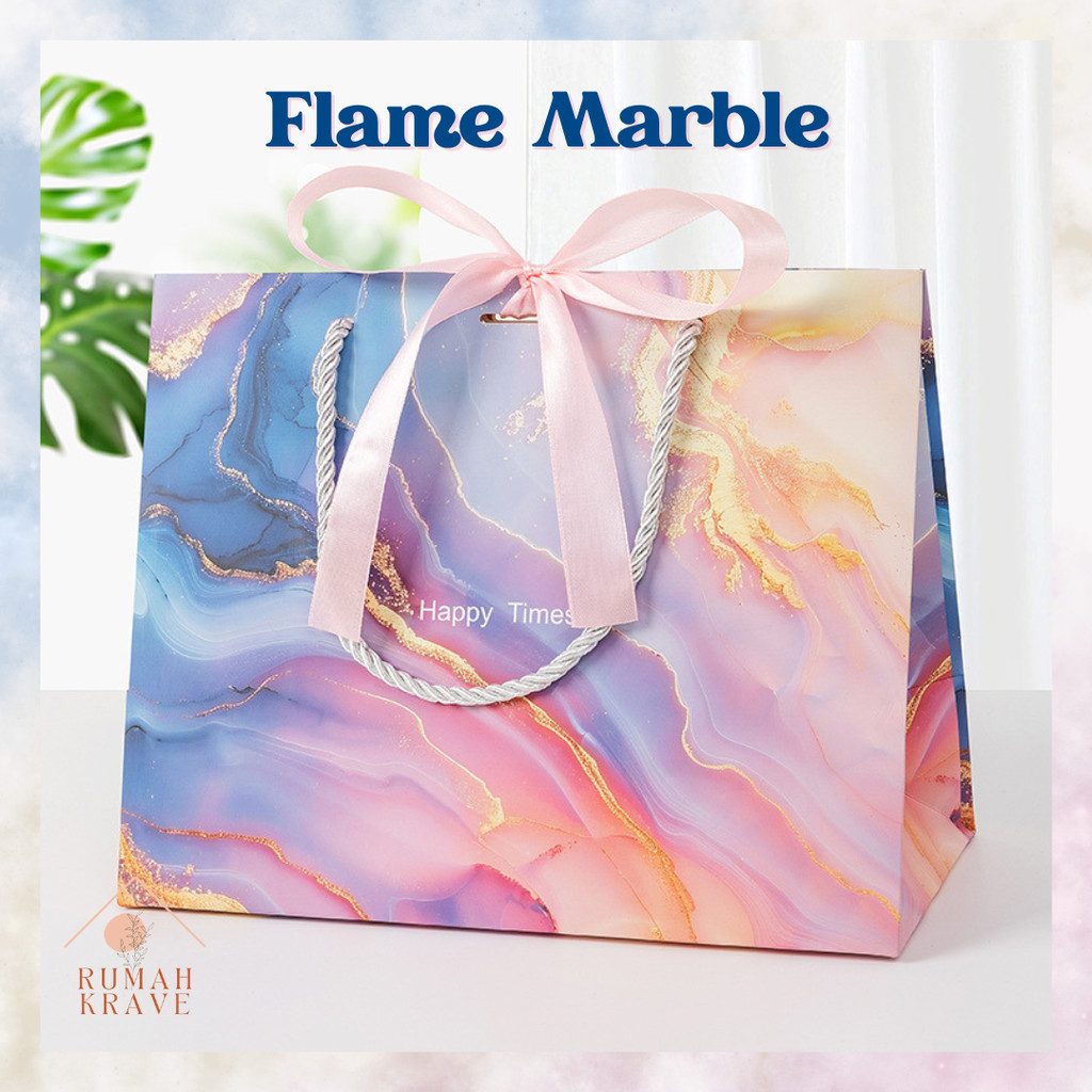 

RUMAH KRAVE - Paperbag Flame Marble Goodie Bag Tas Kantong Hadiah