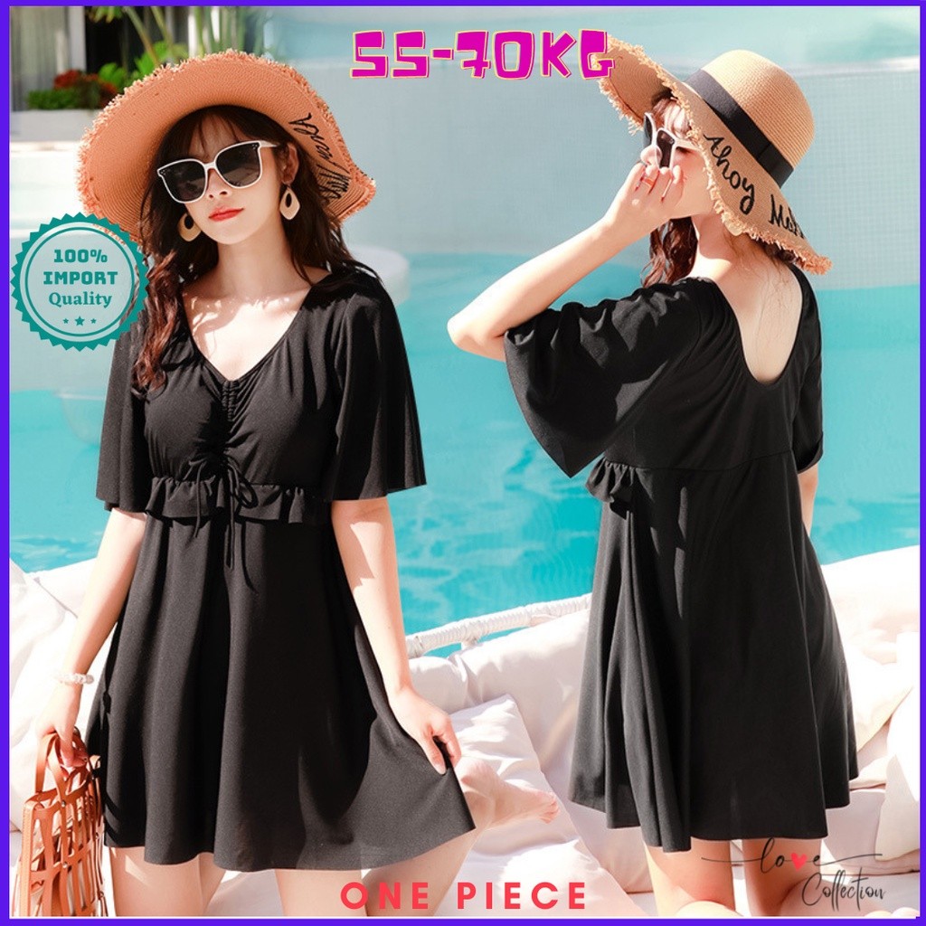 NEW Baju Renang Jumbo Wanita Polos Sexy Elegant Swimdress Pantai Perempuan Big Size Kualitas Premium