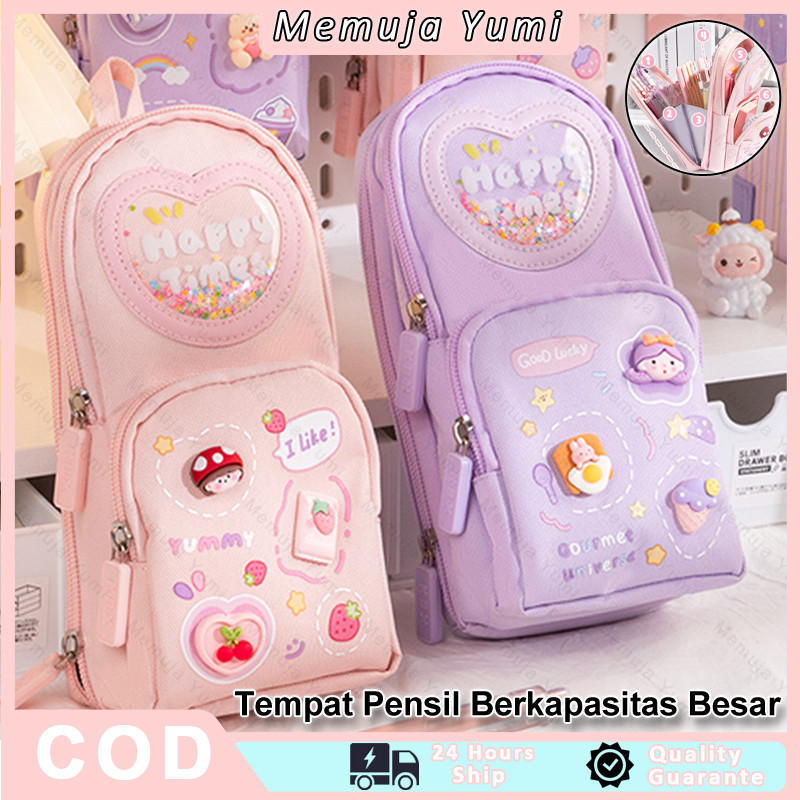 

Model 3D Korea Tas Sekolah Lucu / Tempat Pensil Anak-anak Berkapasitas Besar / Tempat Pensil Gadis Karakter Berhias Mengkilap / Siswa Sekolah Dasar Tempat Pensil Tas Sekolah Lucu