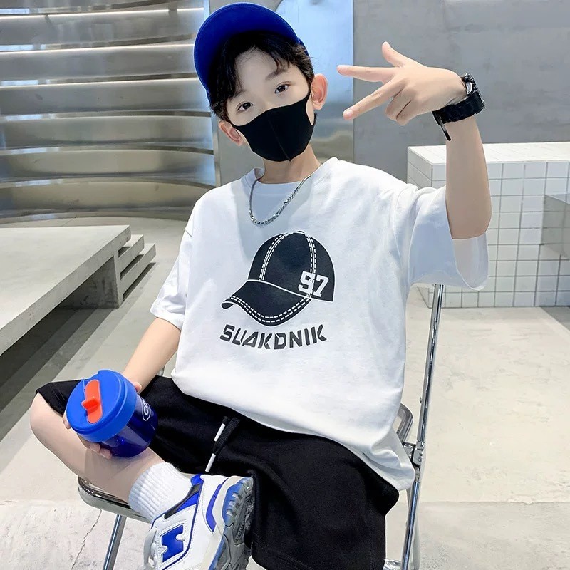 Baju Usia 2-12th Cowok Kaos Anak Laki Laki Import/ T-shirt anak-anak Desain cetakan 'topi baseball' 