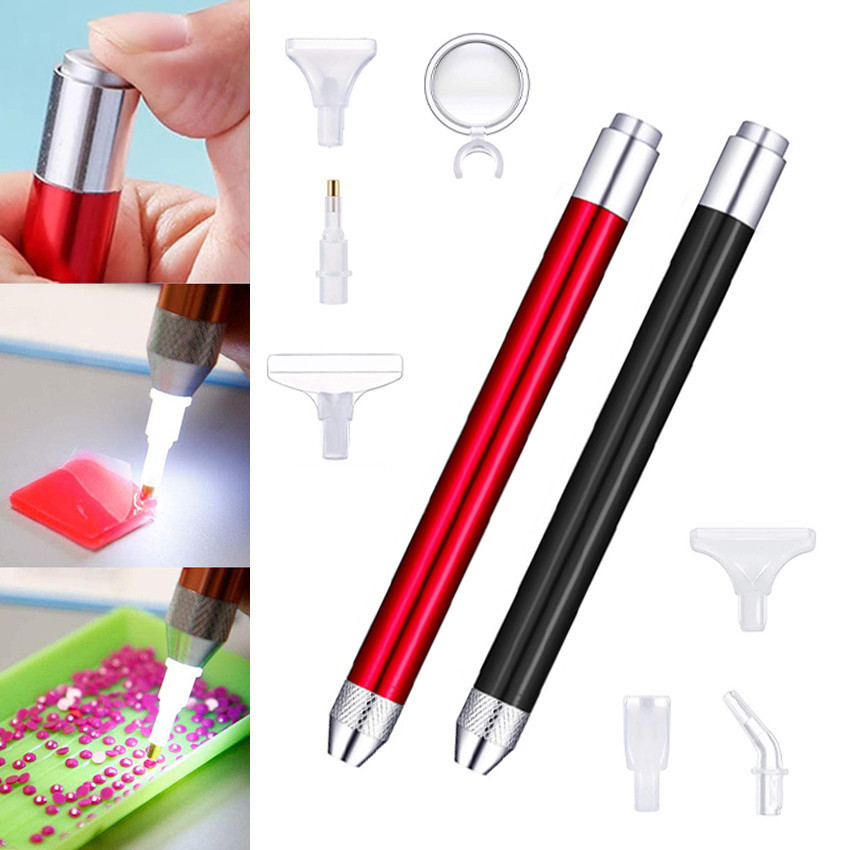 Diamond Painting Pen Tool Dengan Lampu DIY Pena Alat 5D Diamond Lukisan
