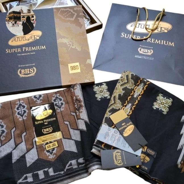 Sarung Tenun Atlas BHS Super Premium 980 Original New Motif - Putih