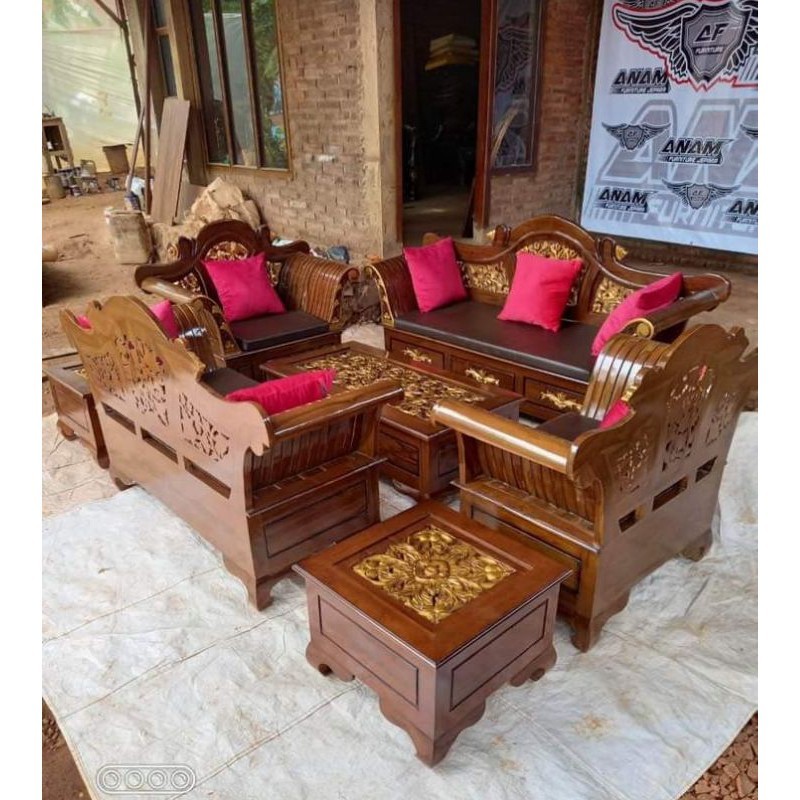 Furniture kursi sofa tamu model Madura keong / kursi tamu kayu jati / kursi tamu minimalis / model k