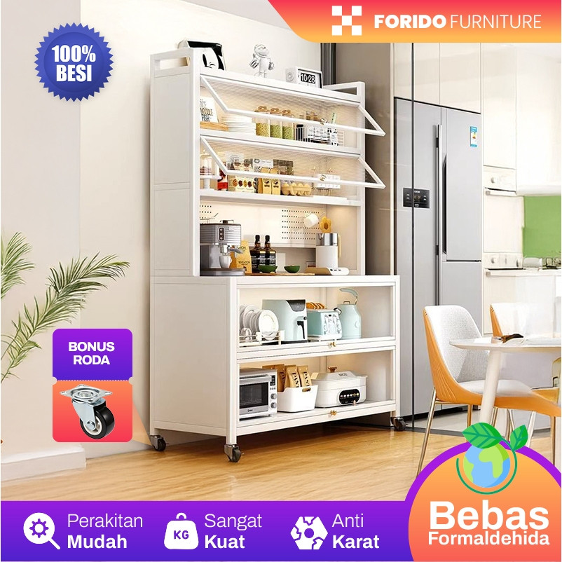 Lemari dapur aluminium Lemari dapur besi Lemari dapur serbaguna Rak piring minimalis Rak dapur besi