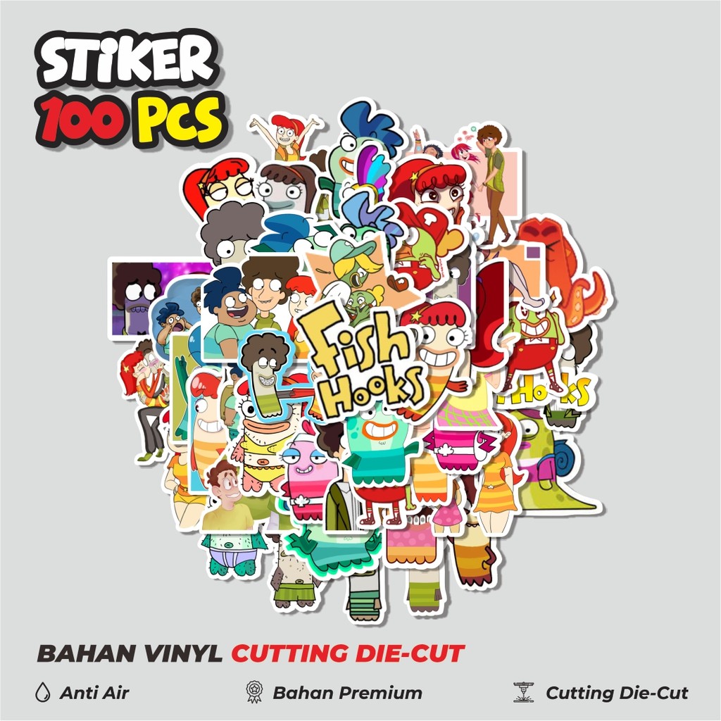 

Terbaru! 50 pcs Sticker Kartun Fish Hooks Dekorasi Lucu Kreatif untuk Notebook, Skateboard, HP