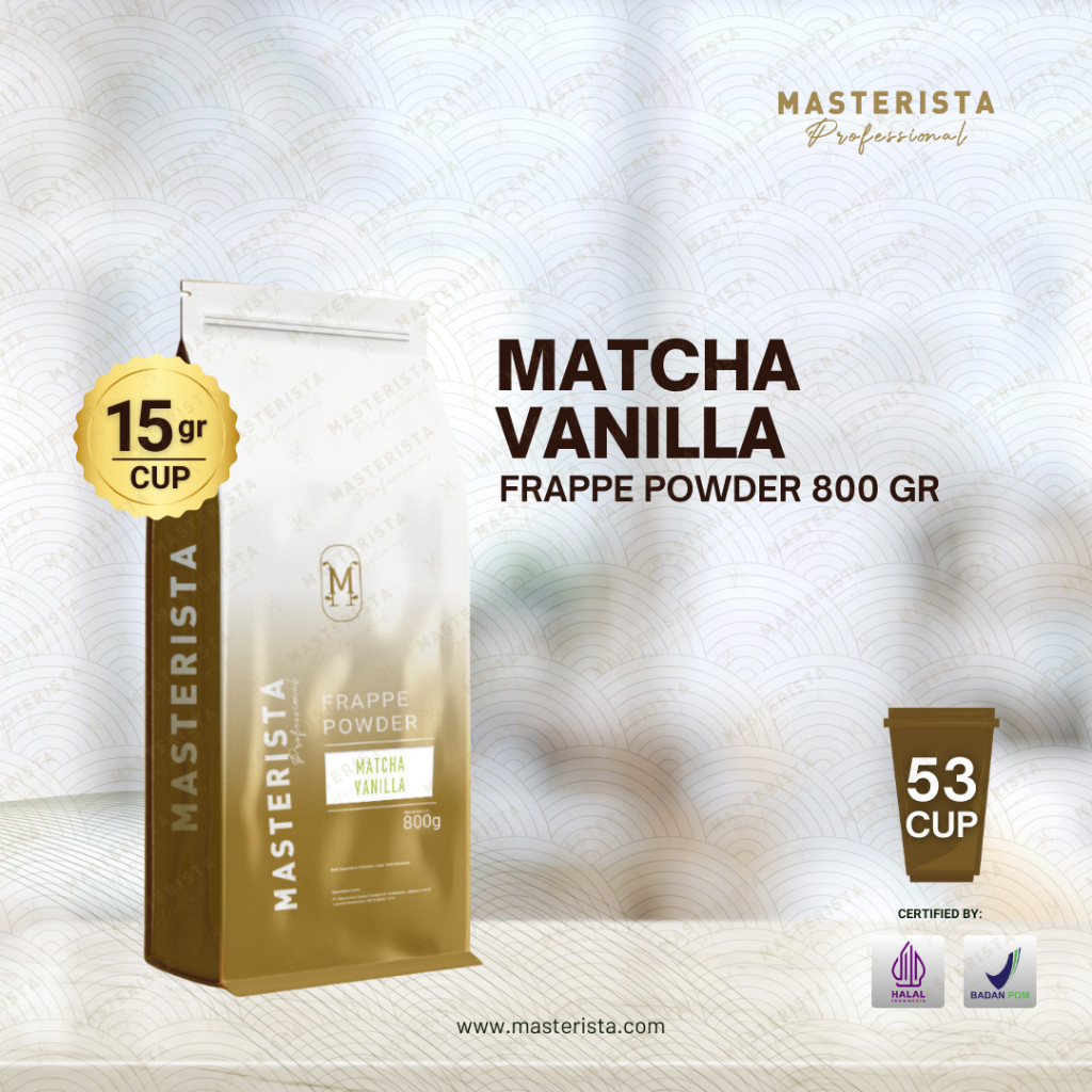 

Bubuk Minuman Masterista Matcha Vanilla 800gr / Bubuk Minuman Rasa Matcha Vanilla / Matcha Powder Frappe