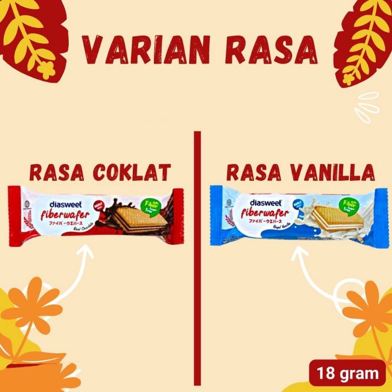 

diasweet fiberwafer 18 gr coklat / vanila - ARM
