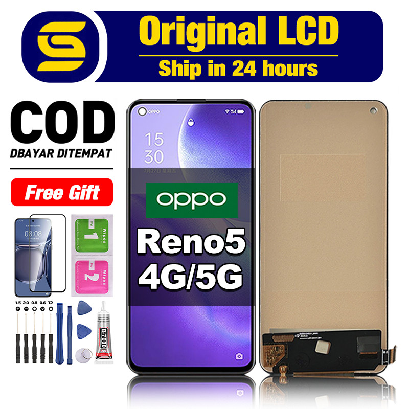 LCD Oppo Reno 5 4G Oppo Reno5 5G  Original Touchscreen Fullset Compatible For Glass Digitizer Ori As
